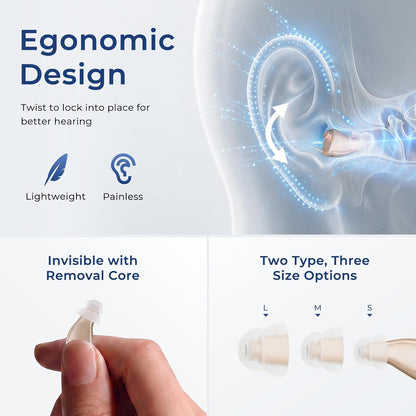 CIC Hearing Aids for Seniors with Rechargeable UV Cleaning Charging Case
