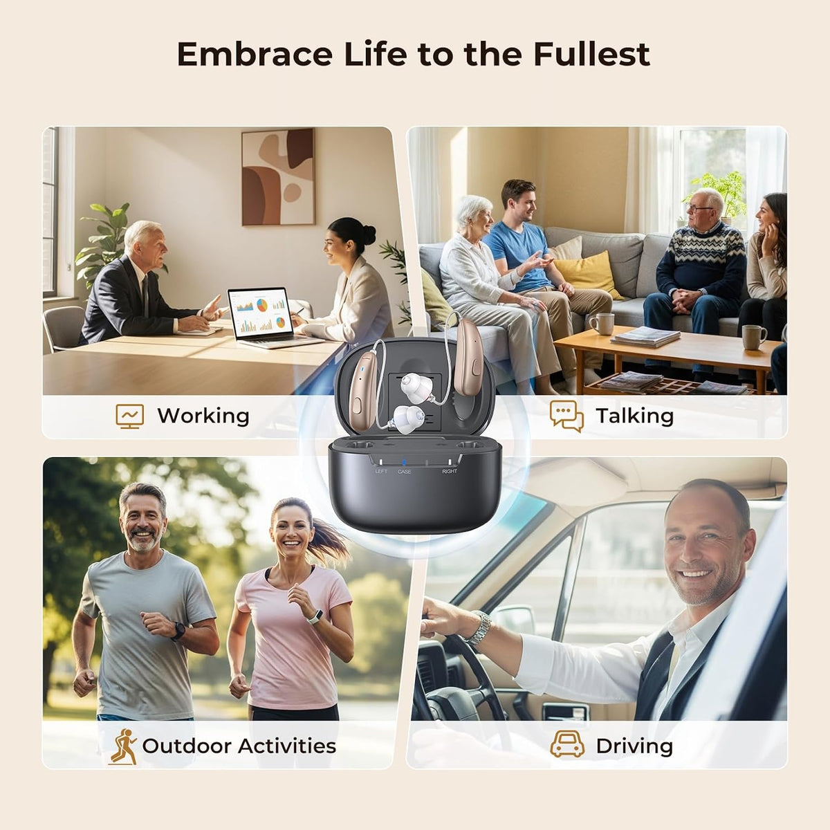 Rechargeable OTC Hearing Aids for Seniors with AI Noise Canceling