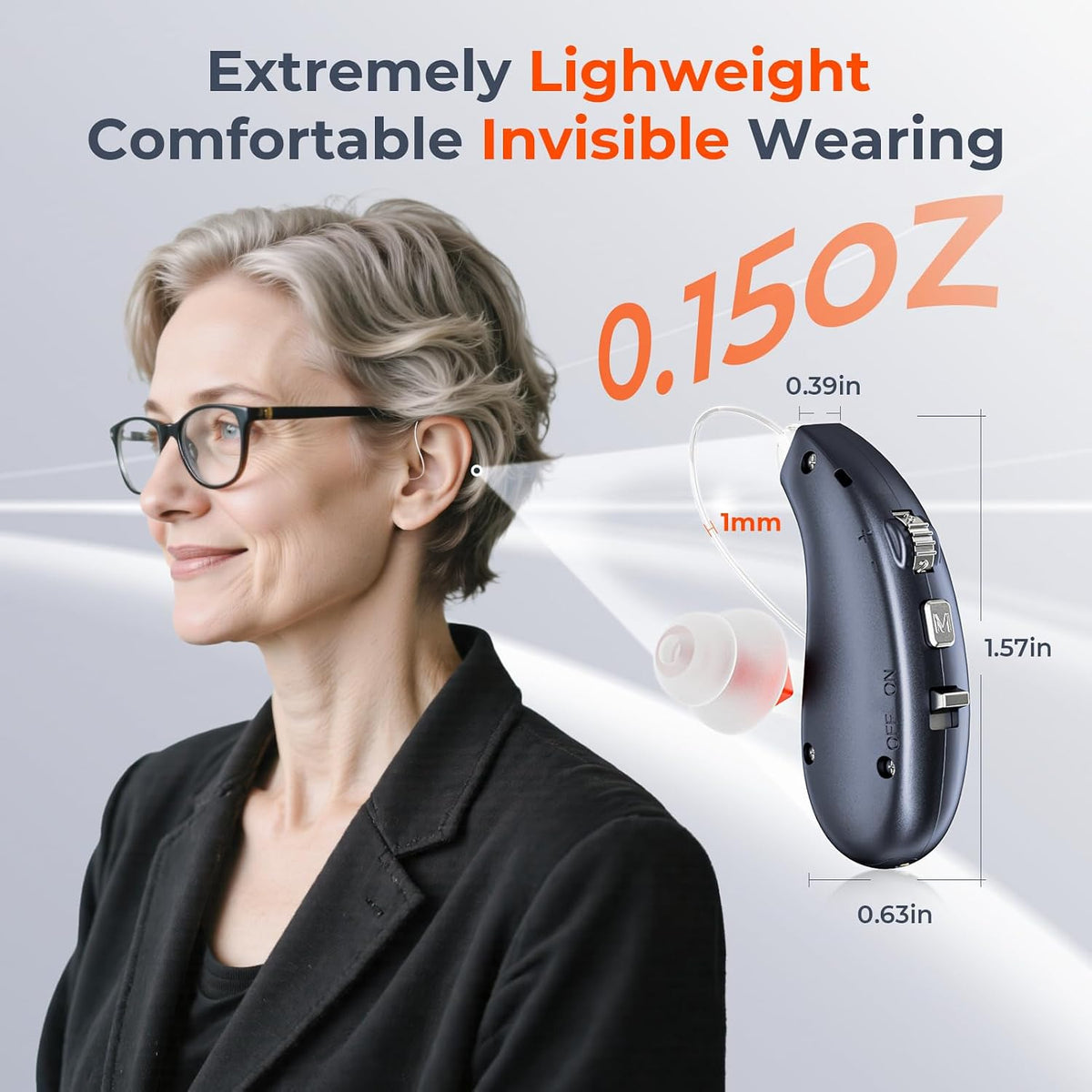 OTC Hearing Aids for Seniors, 16-Channel Digital Chip for Clear Speech Intelligent Noise Reduction & Anti-Howling, Invisible Comfortable 80Hrs Rechargeable Hearing Aid
