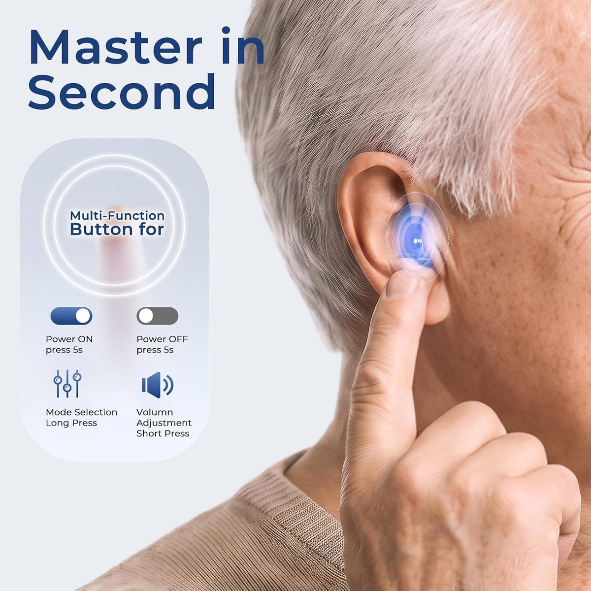 CIC Hearing Aids for Seniors with Rechargeable UV Cleaning Charging Case